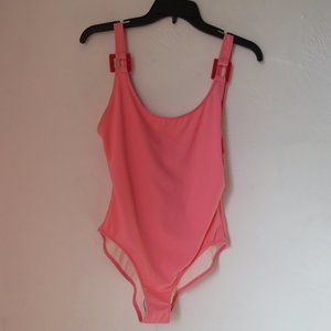 Solid & Striped One Piece Bikini Peach